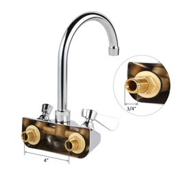 AA Faucet 4" Wall Mount No Lead Faucet with 6" Swivel Gooseneck Spout NSF