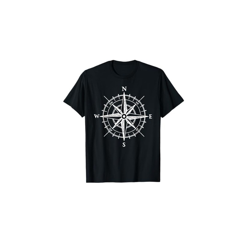 Hand Drawn Style Compass Rose Nautical T-Shirt