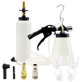 JoyFans - Kit de purga de líquido de freno neumático de capacidad de 1 litros, kit de purga de freno de aspiradora con adaptadores de cilindro maestro de 90-120 PSI para cambio de líquido en