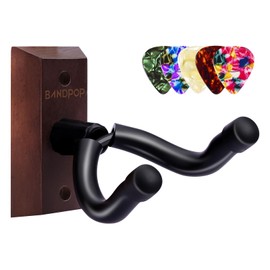 Guitar Wall Mount - Solid Beech Wood Guitar Hanger with 5pcs Picks for Acoustic, Electric, Bass, Banjo, Mandolin