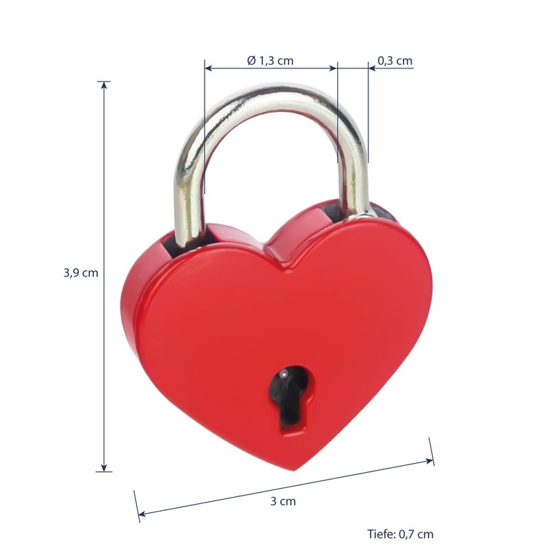 HMF Mini Decorative Padlock with Key in Heart Shape |