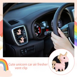 ORIESSE Unicorn Car Accessories,2pcs Pink Uniron Air Vent Clips Car Air Freshener With Vanilla Scent Tablet,Girly Vent Clips Car Decor for Women Teens,Refillable Diffuser