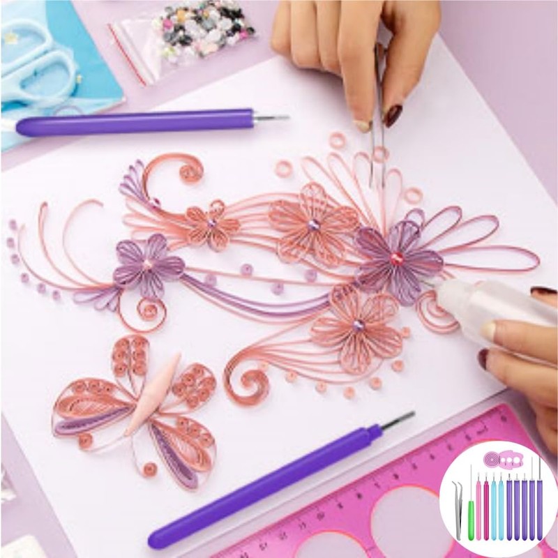 DACUAN Paper Quilling Tools Slotted Kit, 12 Pack Different Sizes