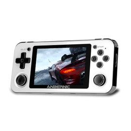 RG351P Handheld Game Console, Retro Game Console Open Linux Tony System RK3326 Chip 64G TF Card 2500 Classic Games 3.5 Inch IPS Screen 3500mAh Battery (White New)