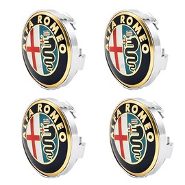 AULPEE Wheel Hub Center Cap Center Logo Emblem Hub Cover 60mm ABS Material Compatible with AIfa Romeo Accessories (Alfa Colored Gold)