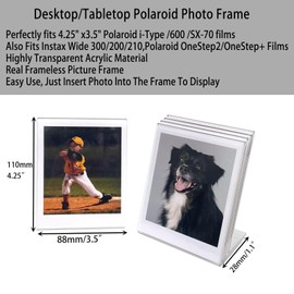 3.5 x 4.25" Polaroid Picture Frame for i-Type/600/SX-70/OneStep+/Instax Wide Square 300/200/210, Desktop Acrylic Picture Frame for Instant Color I-Type Film, 5 Pcs)