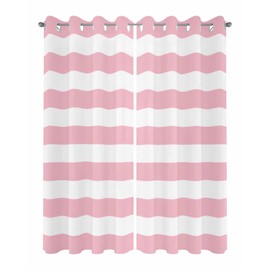YESOF66 Waterproof Outdoor Curtains for Patio, Outside Curtains Pink and White Stripes Grommet Top Indoor Outdoor Vertical Drapes for Porch, Pergola, Cabana, 2 Panel, 52 x 95 inch