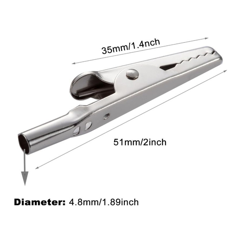 LYSAIMG 50Pcs 51mm Length Crocodile Clips, Metal Alligator Clip,Stainless Steel