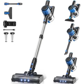 VOKENE Cordless Vacuum Cleaner, 8 in 1 Powerful Suction Lightweight Vacuum Cleaner for Home, LED Display, 3 Suction Modes, 45Mins Detachable Battery Vacuum for Hard Floor Carpet Pet Hair