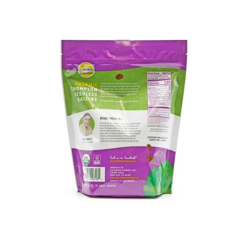 Generic California Gourmet ~ Organic Raisins ~ 32 ounces ~