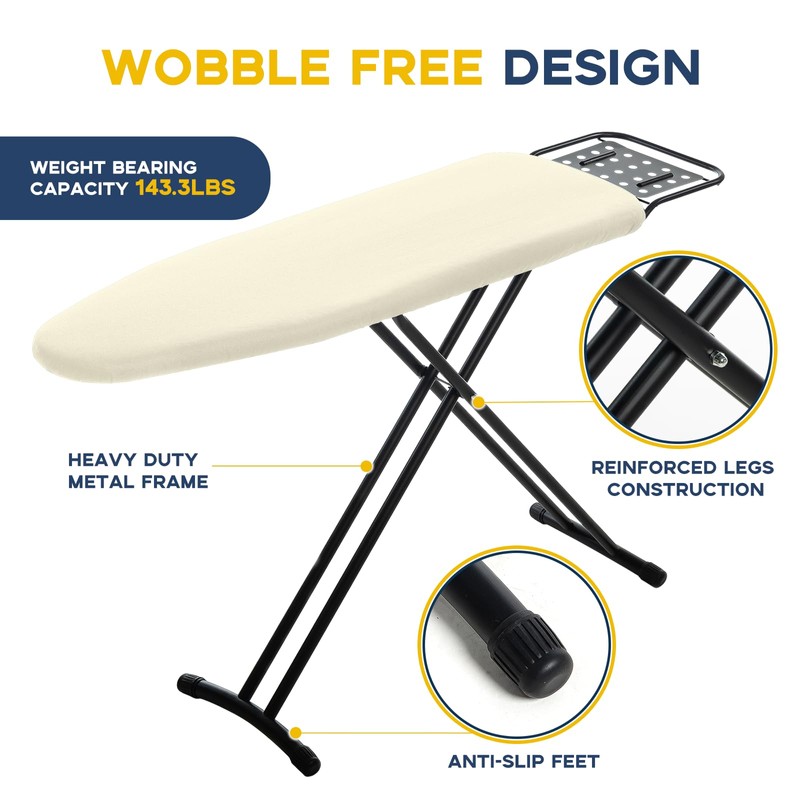Ironing Board Full Size, RAINHOL Ivory 43x13 Compact Iron Board