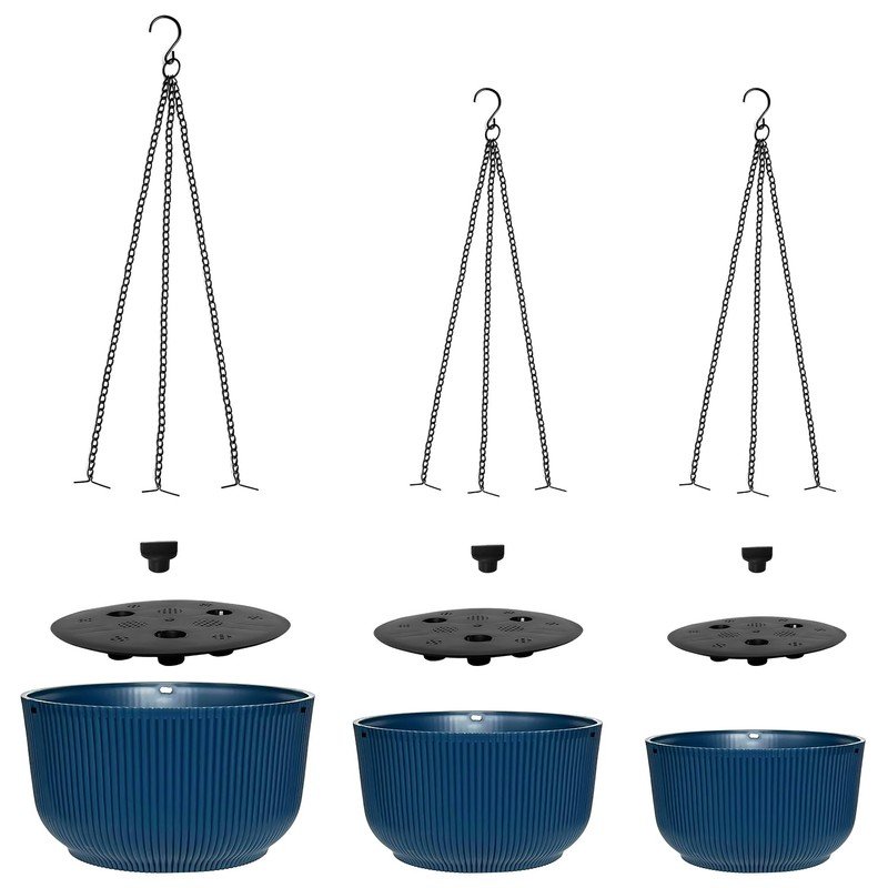 RooTrimmer Hanging Planters 9/10/11 Inch for Indoor Plants, 3 Pack