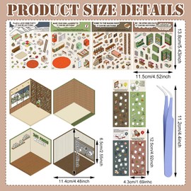 GAROMIA 3D House Sticker Dollhouse Decoration Miniature House Sticker 3D House Sticker Accessories Toy Vintage Cartoon Sticker Children Scene Sticker Bakery Scene Sticker