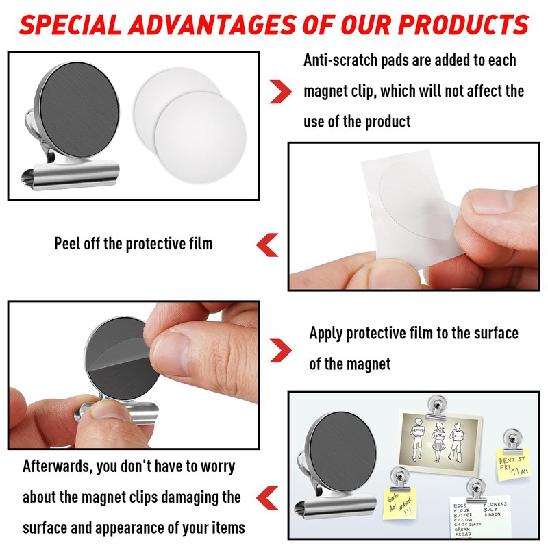 Magnetic Clips, 12 Pack Heavy Duty Refrigerator Magnet Clips, Fridge