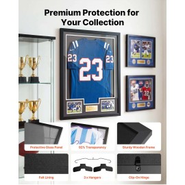 "Polished Wooden Sport Jersey Shadow Box A4 Size 98% UV Protection 31.5 X 23.6 X 1 in PC Panel Hanger Perfect Gift Display Case"Default: Default