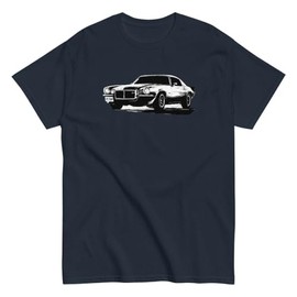 Aggressive Thread 70-73 Camaro T-Shirt Mens Car Enthusiast Tee Gearhead Shirt Navy
