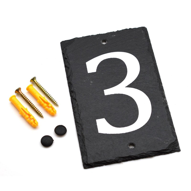 Nicola Spring Number 3-14.5 x 9cm Natural Solid Slate House