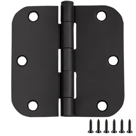 Design House 188912 Door Hardware, 3.5-inch 5/8-inch Radius Hinge, Matte Black, 10 Piece