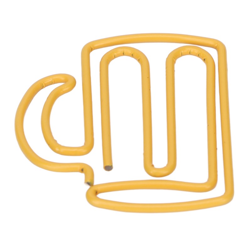 100Pcs Cute Paper Clips Yellow Cup Style Strong Metal Exquisite