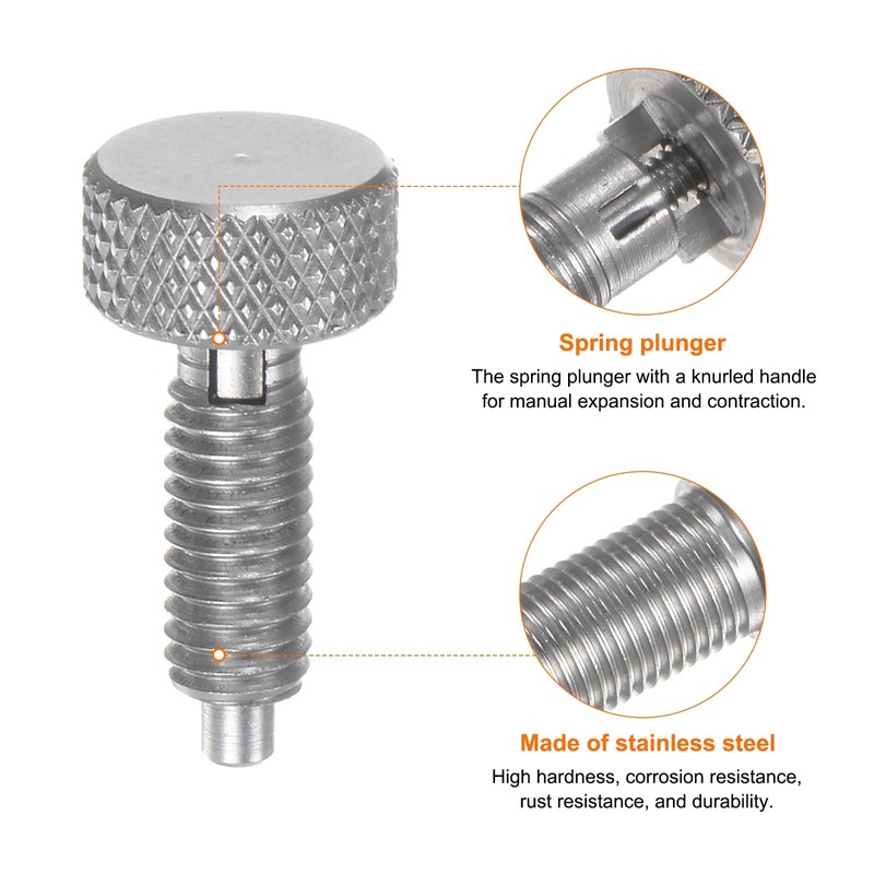 sourcing map 2Pcs Spring Plunger with Knurled Handle M6x1 Pin