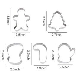 Good Dee's Kitchen Christmas Cookie Cutter, Stainless Steel, 5 piece, Great for Cookies, Biscuits, and Sandwiches