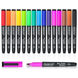 Shuttle Art Shuttle Art Dry Erase Markers, 15 Colors Magnetic Whiteboard Markers, Fine Point, Perfect For Writing on Whiteboards, Dry-Erase Boards,Mirrors for School Office Home