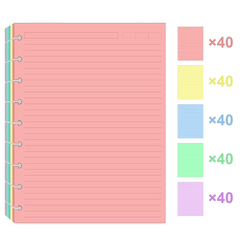 (2 Pack)9 Disc Discbound Refill Paper, Loose Leaf Paper, 9