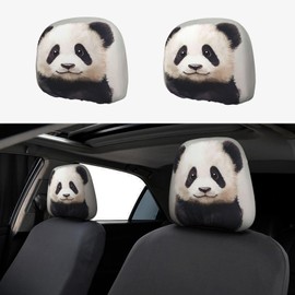 TZBVTAU 2 Pack Carton Panda Car Seat Headrest Cover for Women, Cute Panda Car Headrest Protector Seat Cover Elastic,Auto Interior Decor Front & Rear Seat Headrest Pads Decor,Universal Fit
