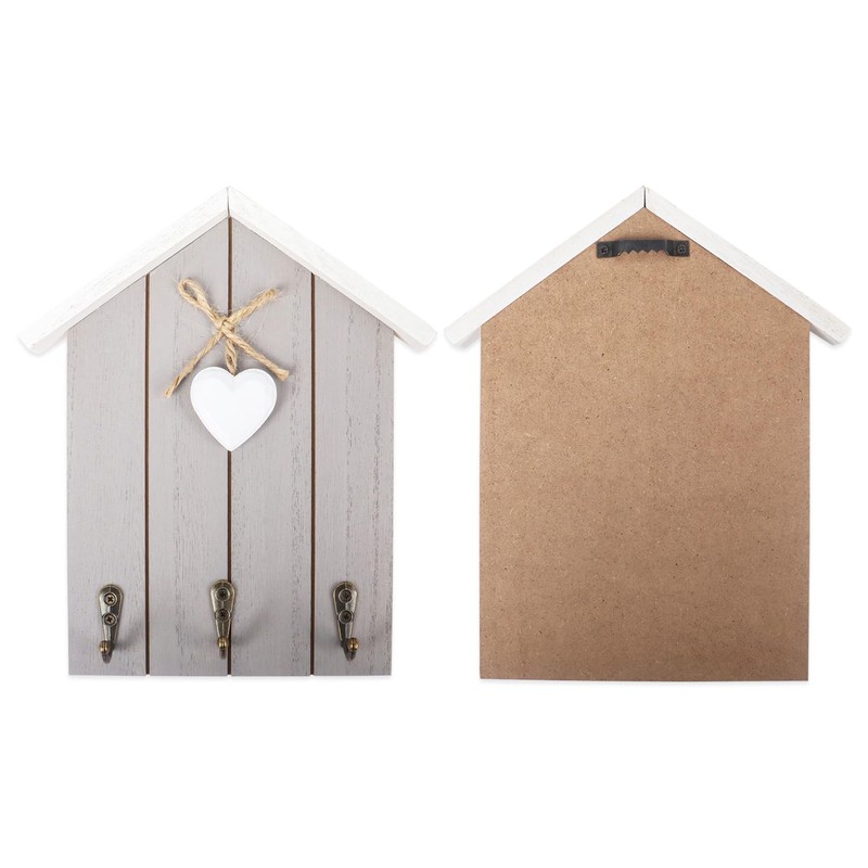 Nwvuop Wooden Key Holder with 3 Hooks, Wall Mounted Key