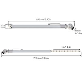 Windance 5 Pack Pencil Tire Pressure Gauge, 10-100PSI Heavy Duty Pencil Tire Pressure Gauge Stainless Steel Tyre Barometer Tools for Vehicles Truck Car RV ATV Motorcycle (Chrome)