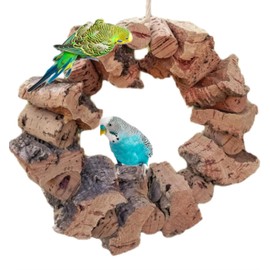 Vogelschaukel, großer Korkring mit viel Korkrinde zum schaukeln und knabbern für Wellensittich, Nymphensittich und andere kleine Vögel