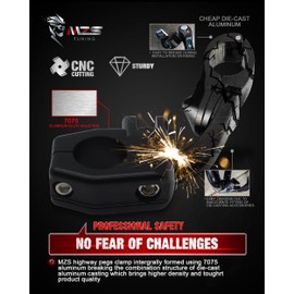 MZS Motorcycle Highway Pegs, 1.25" Short Adjustable Highway Foot Peg CNC Aluminum Compatible with Road Glide King Softail Electra Street Glide Sportster Vulcan Chief Boulevard for 1 1/4 Engine Guards