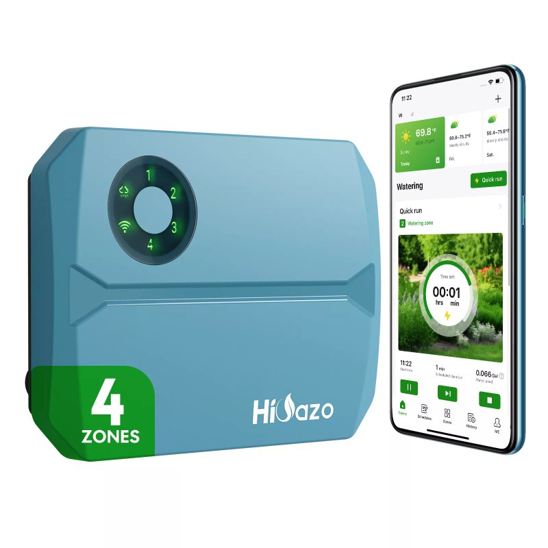 HiOazo 4-Zone Sprinkler Controller Lawn Irrigation System 6 Watering Frequencies