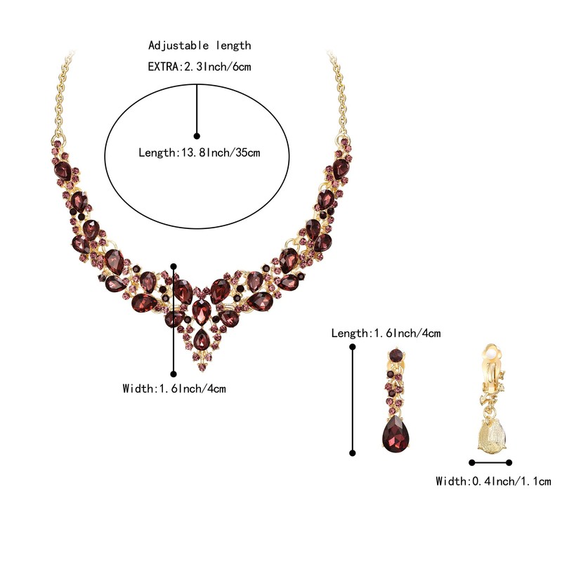 BriLove Bridal Jewelry Set, Sparkling Austrian Crystal Teardrop Cluster Statement