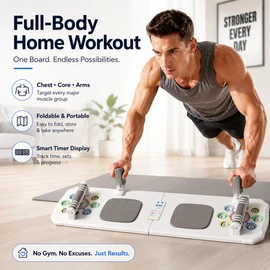 Portable Push Up Board for Home Workouts – Foldable Fitness Trainer with Handles & Resistance Bands