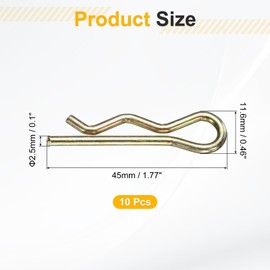 uxcell 30Pcs Hitch Pin Clip, 2.5x45mm Zinc-Plated Spring Steel Retaining R Clip Retaining Wire Hair Pins Cotter Pin Assortment Kit Clips for Trailer Tractors Mower Carts Truck, Gold
