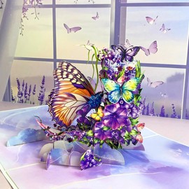 SENDAPOP Butterfly Mother Day Card, Mothers Day Pop Up Card for Her, Women, Grandma, Daughter, Sister, Pop Up Birthday Cards for Women, Purple Butterfly, 3D Greeting Cards for All Occasion