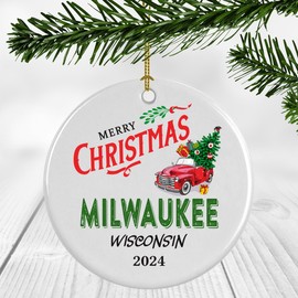 Milwaukee Ornament Milwaukee WI Christmas Ornament Gifts Plastic Round 3''
