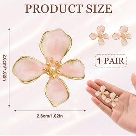 Pink Flower Earrings for Women,Irregular Pink Statement Earrings,Elegant Pastel Flower Stud,Lightweight Statement Floral Jewelry Accessories with Vintage Summer Design,Romantic Dainty Gifts for Her