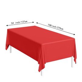 SietDESEO 2 Pack Red Plastic Tablecloth 54 x 108 Premium Disposable Table Cloth for Rectangle Table Plastic Table Cover for Wedding Baby Shower Girls Party Disposable Tablecloth
