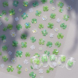 [Out_61] Nail Art Lucky Green 5D Nail Sticker Four-leaf / [아우트_61]네일아트 행운듬뿍 초록초록 5D네일스티커 네잎