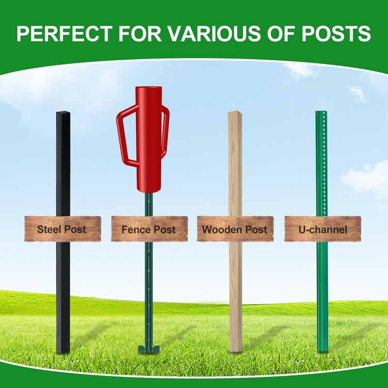 FOREHOGAR Fence Post Driver with Handle,17LB Hand Post Pounder,3.7 inches