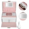 Three Layer Jewelry Storage Box PU Leather Necklace Rings Earrings