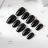 Black Press on Nails Short Oval Fake Nails Solid Color