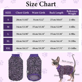 BRKURLEG Sphynx Hairless Cats Shirt Puppy Clothes Soft Cotton T-Shirts Cat Vest Pet Clothes, Round Collar Vest Kitten Shirts, Cute Cats Pajamas(Purple, S)