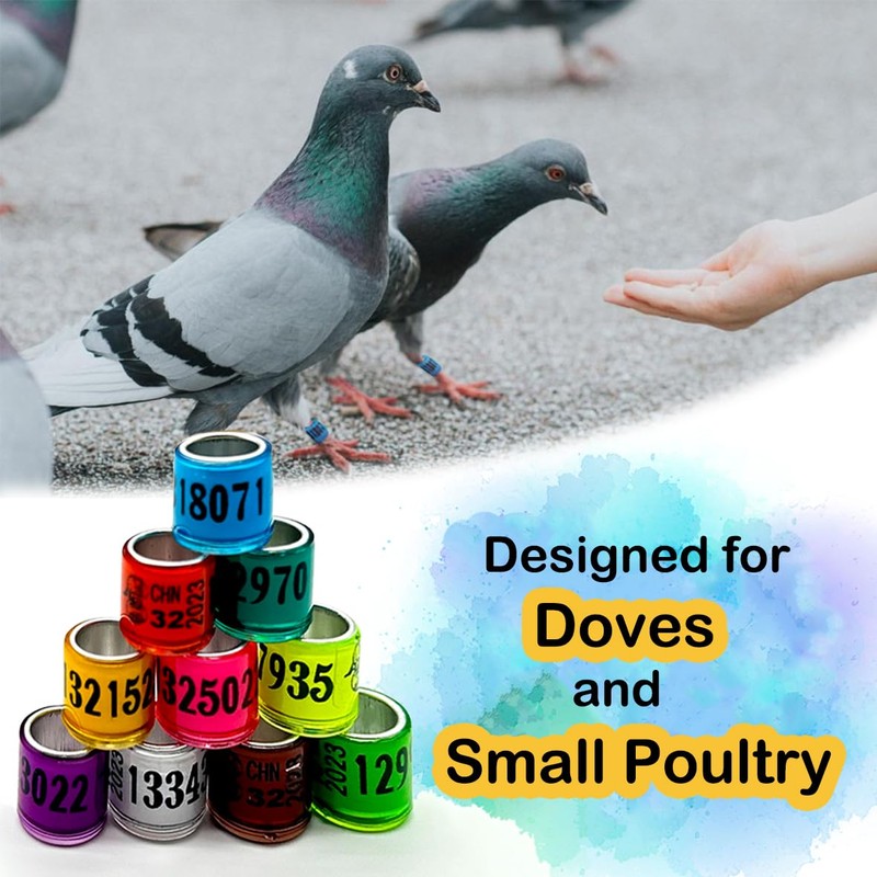 GiYuter 100Pcs Aluminium Pigeon Leg Rings | Dove Identify Band