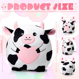 Leyndo 14 Inch Cow Plush Throw Pillow Adorable Stuffed Cow Animals Soft Cuddly Stuffed Cow Pillow Plushie for Farm Cow Birthday Party Favor Children's Day Graduation Gift Bedroom Sofa Car Decorations