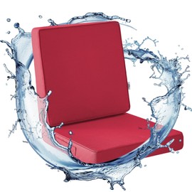 IPYNBAP Outdoor Chair Cushion Set 24 x 24 x 4 Inch, Waterproof & Fade Resistant Patio Furniture Cushions, Deep Seat & Back Cushion with Ties and Removable Covers for Chair Sofa Couch, Burgundy