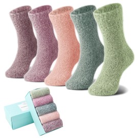 ICEIVY Fluffy Cuddly Gift Socks for Women Warm Winter Bed Socks Thick House Socks 35-42 with Box, Multicoloured A2
