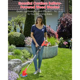 JarryStart 21V Cordless Weed Wacker Battery Operated, 2 X 2.0Ah Electric Weed Eater Battery Powered, Lightweight 3-in-1 Grass Trimmer/Brush Cutter/Lawn Mower with 8 Blades & Removable Moving Wheels